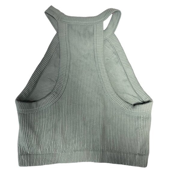 Aerie Ribbed High Neck Crop Tank / Sports Bra – Sage Green – Size M - Picture 2 of 3